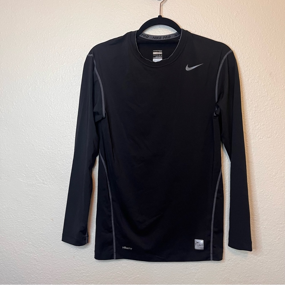 Nike Pro Fit Black Long Sleeve Athletic Shirt Jersey Dri-Fit